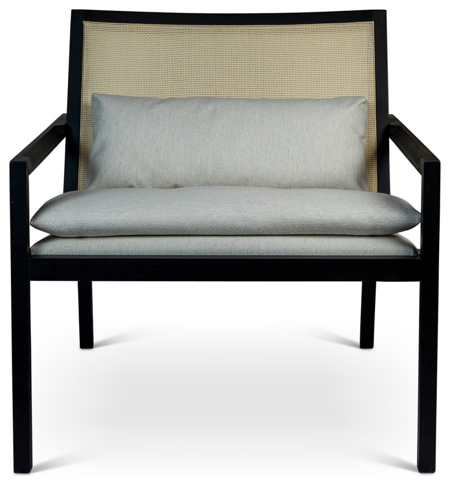 Modern Brazilian, Barra, Cane Lounge Chair, Black/Natural/Chalk