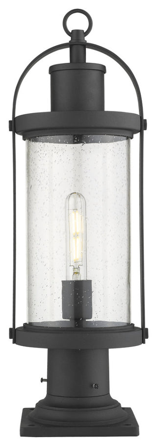 Roundhouse 1 Light Outdoor Pier Mounted Fixture, Black, 533PM Mount incl.