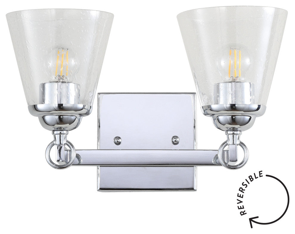 Marion Hurricane Metal, Glass Vanity Light, Chrome, 2-Light