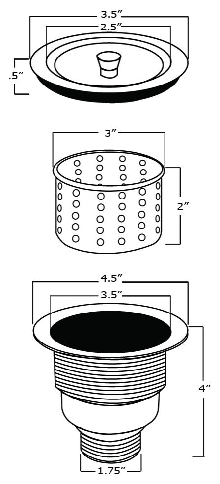 Ruvati RVA1025 Kitchen Sink Basket Strainer - Stainless Steel