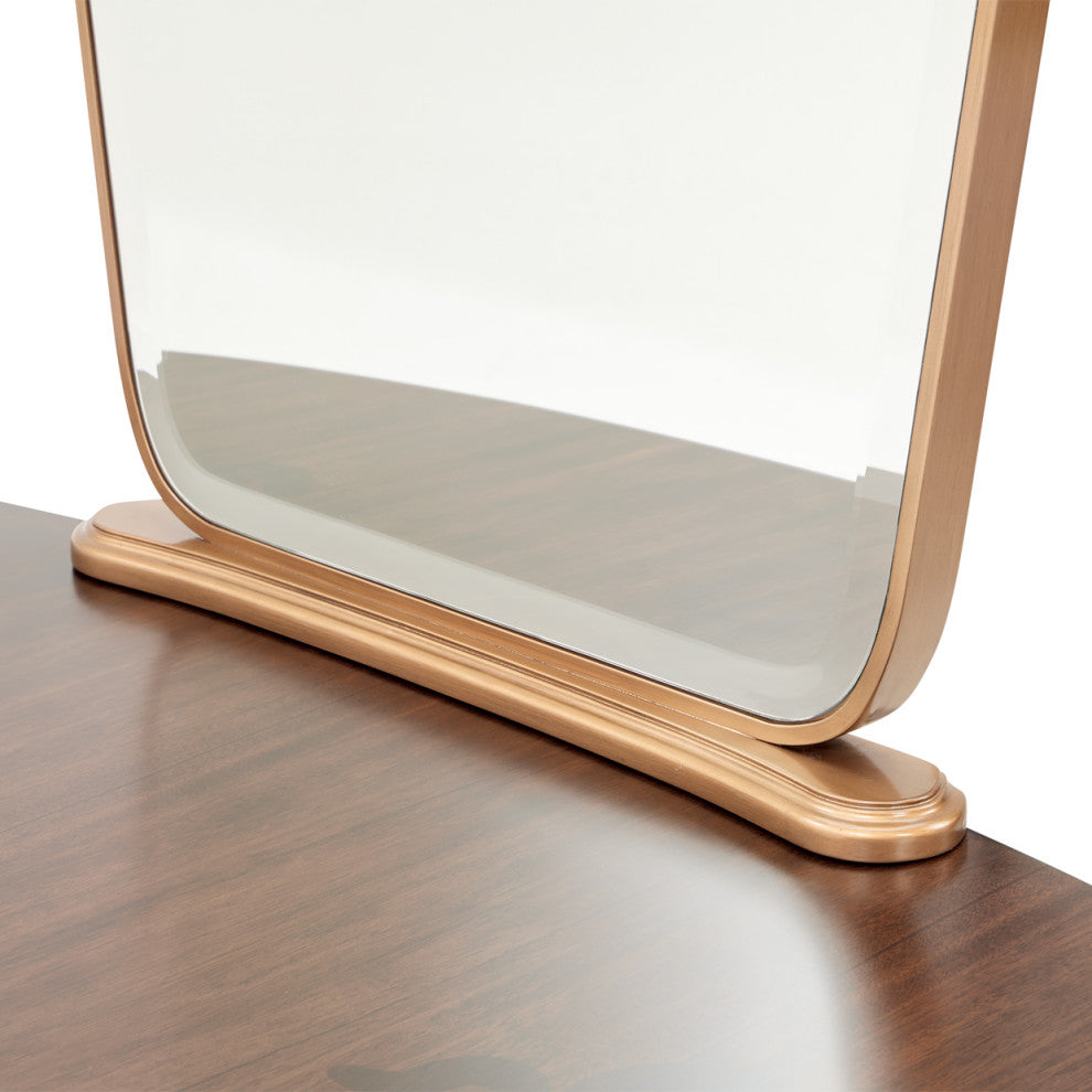 Camellia Field Vanity Mirror, Antique Gold