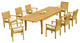 9-Piece Teak Dining Set: 122" X-Large Rectangle Table, 8 Lev Stacking Arm Chairs