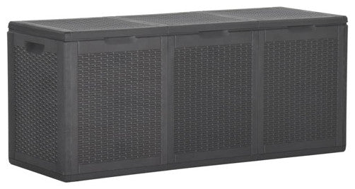 vidaXL Tool Box Outdoor Storage Box for Patio Furniture 71.3 gal Black PP Rattan