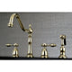 Kingston Brass Widespread Kitchen Faucet With Brass Sprayer, Polished Brass