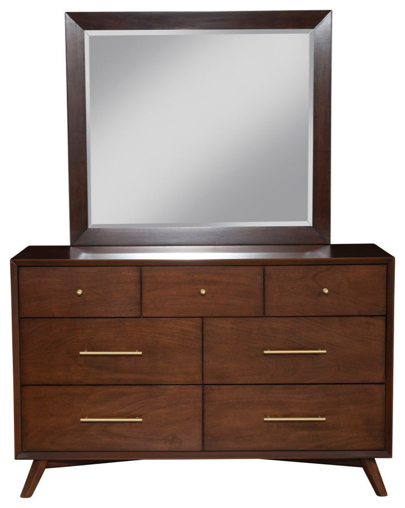 Flynn Mid Century Modern Mirror, Walnut