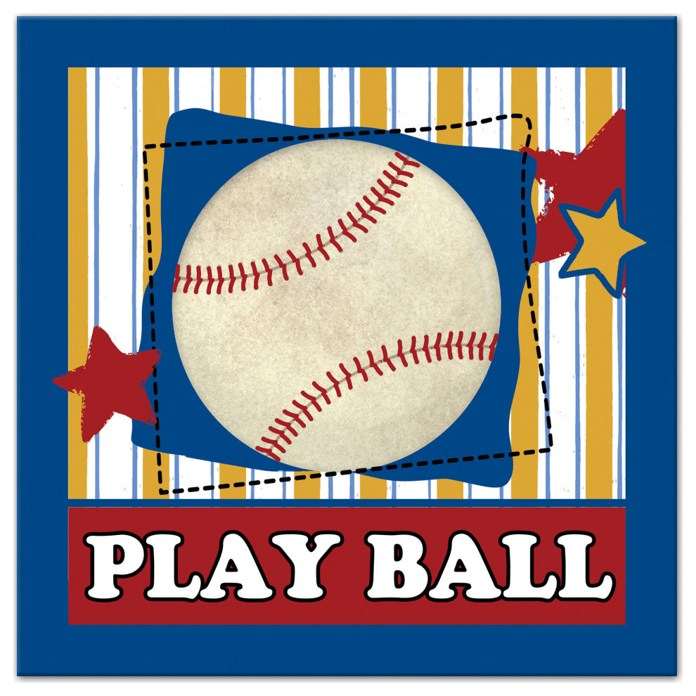 Play Ball Baseball 20x20 Canvas Wall Art