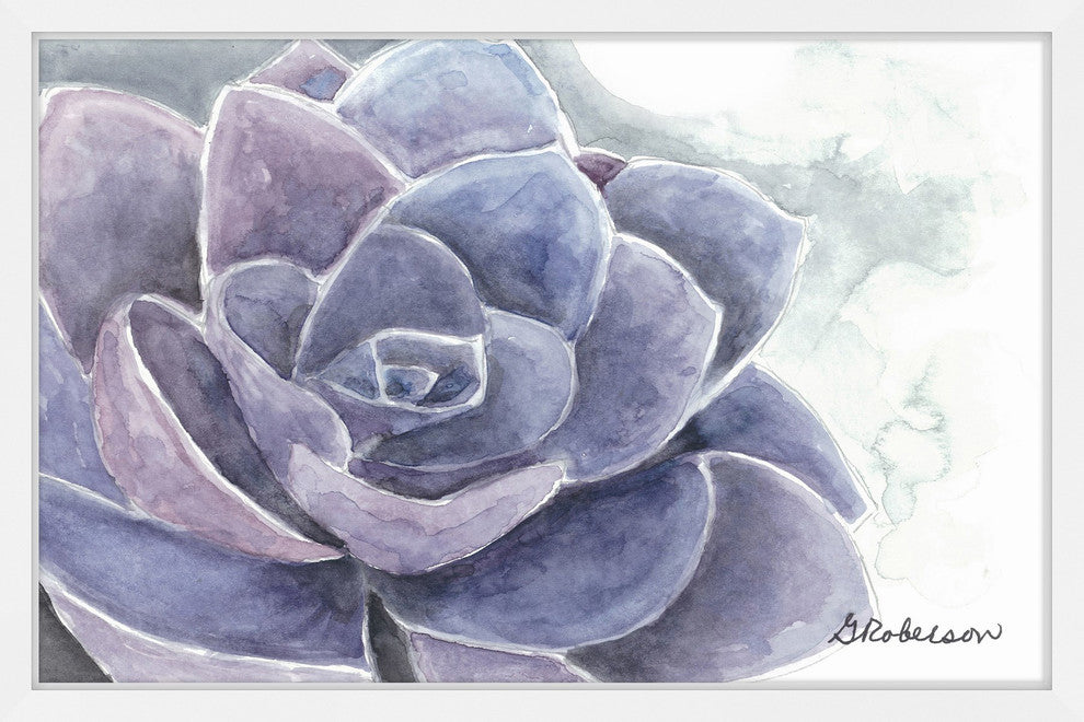 "Purple Succulent" Framed Painting Print, 45"x30"