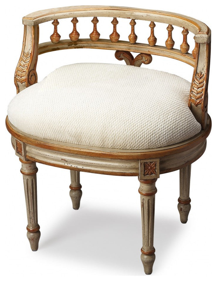 Vintage Cream and Gold Vanity Seat