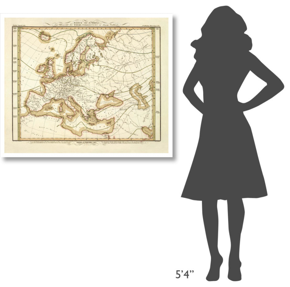 "Karte Von Europa, 1837" Digital Paper Print by Heinrich Berghaus, 42"x35"