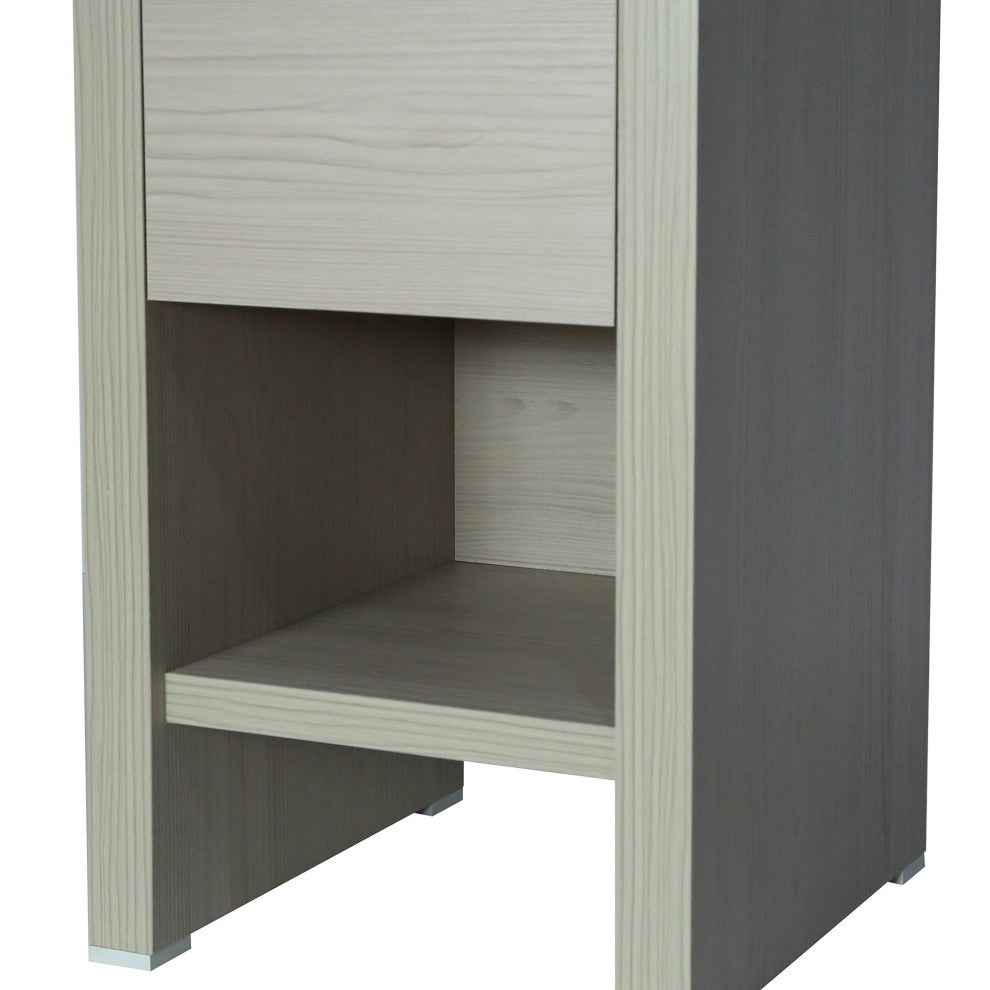 16" Single Sink Vanity With White Ceramic Top, Light Gray