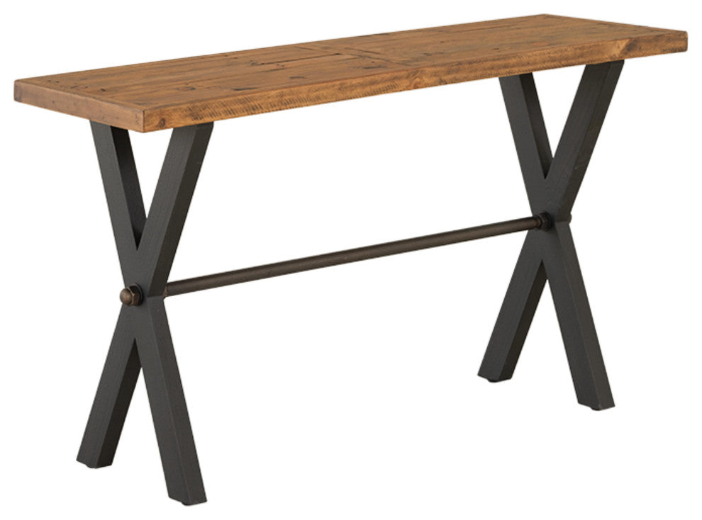 Cortesi Home Austin Console Table, Solid Reclaimed Wood with Black Wood Legs