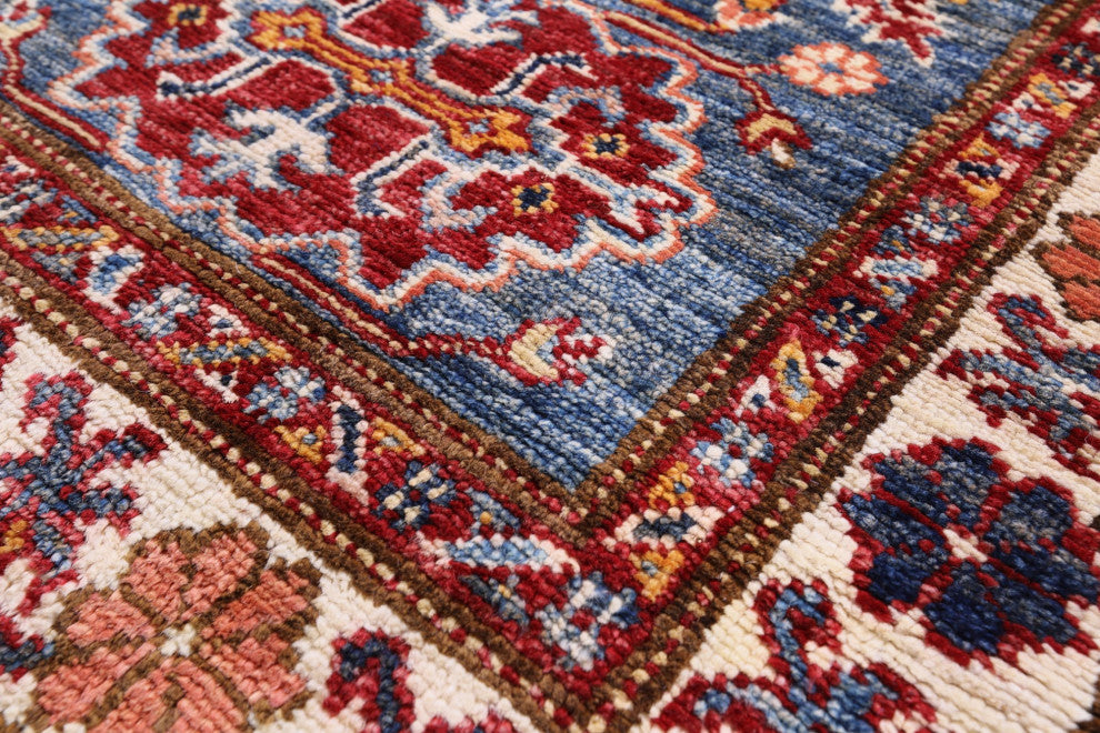 Runner Handmade Geometric Super Kazak Wool Rug 1' 11" X 6' 2" Q10298