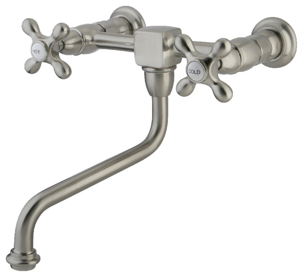 Kingston Brass Wall Mount Bathroom Faucet, Brushed Nickel