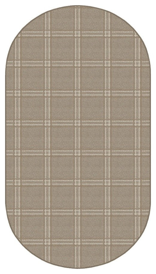 Lambswool Herrington Plaid Area Rug Milliken Tactesse Nylon, Oval 7'x10'