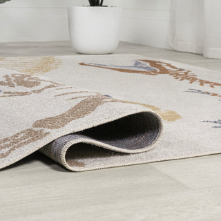 Kingdarr T-Rex Modern Kids Machine-Washable Cream/Multi 3 ft. x 5 ft. Runner Rug