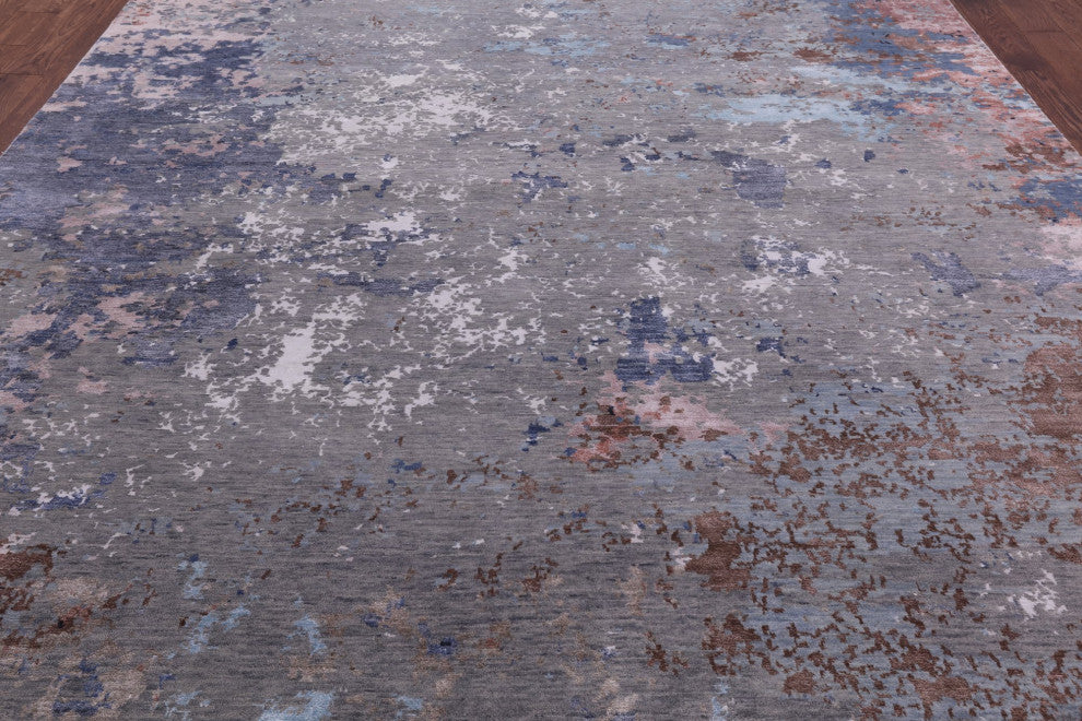 Abstract Handmade Wool and Silk Area Rug 9' 0" X 12' 1" Q6339
