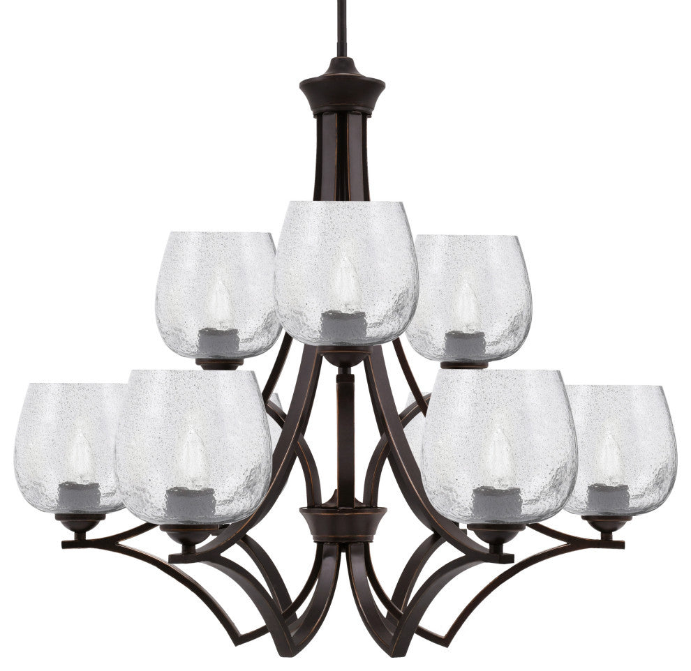 Zilo, 9 Light, Chandelier, Dark Granite Finish With 6" Smoke Bubble Glass