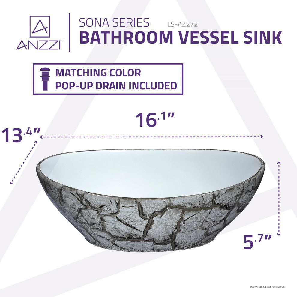 Sona Series Ceramic Vessel Sink, Gray