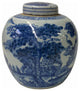 Hand-paint Longevity Crane Graphic Blue White Porcelain Ginger Jar Hws1749