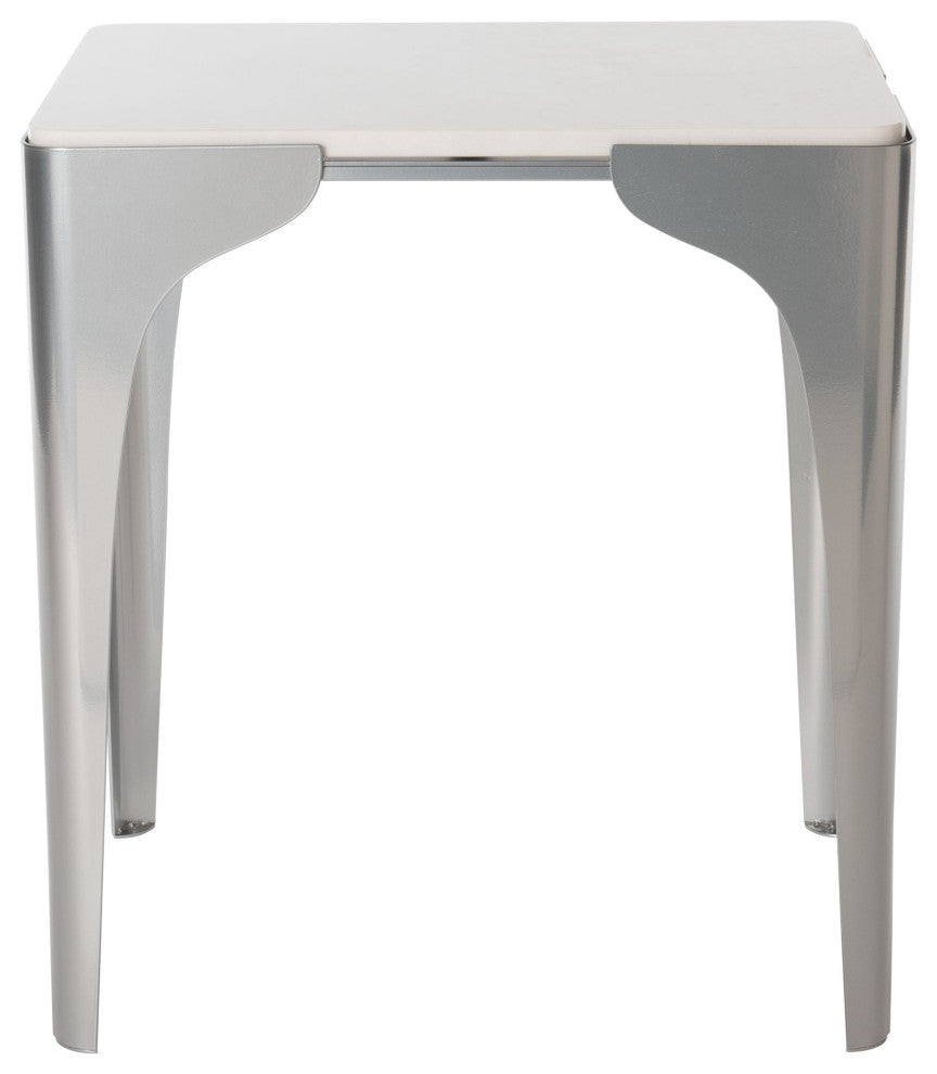 Cove Marble Top Side Table Sterling Finish