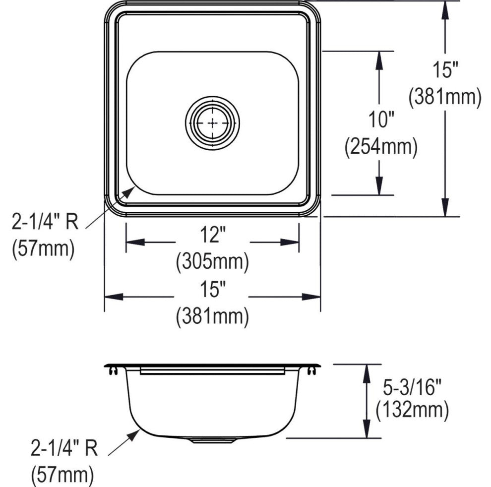 Elkay DW1011515 Dayton 15" Single Basin Drop In Stainless Steel - 2 Faucet