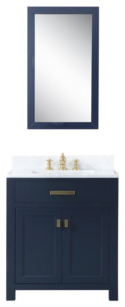 Madison 30" Single Carrara Marble Vanity In Monarch Blue, Vanity F2-0013-06-Fx F