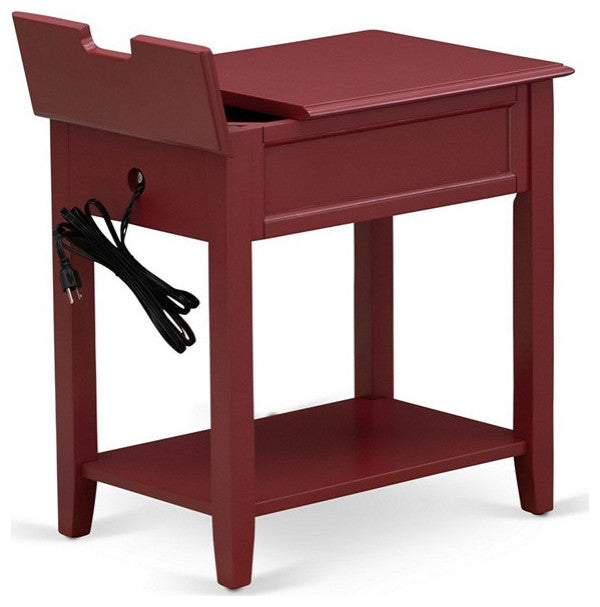 Night Stand, 1 Drawer, Stable, Sturdy Constructed Burgundy Finish