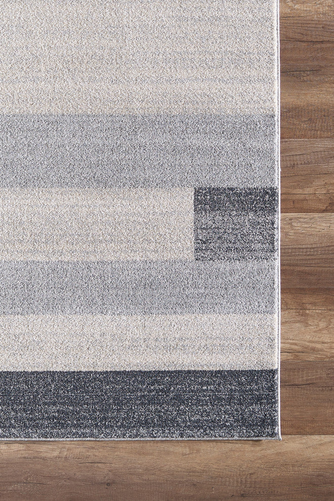 Abani Quartz QRZ140A Contemporary Color Block Grey Beige Area Rug