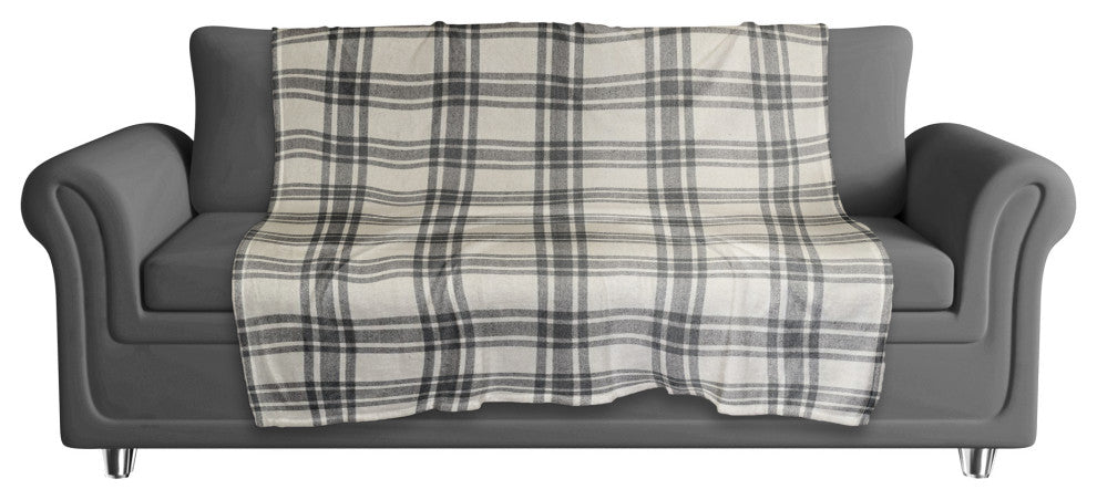 Black Plaid 50x60 Coral Fleece Blanket