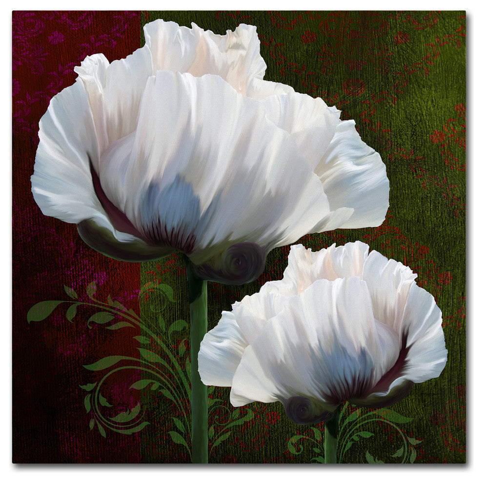 Tina Lavoie 'Coquelicots En Vert' Canvas Art, 18" x 18"