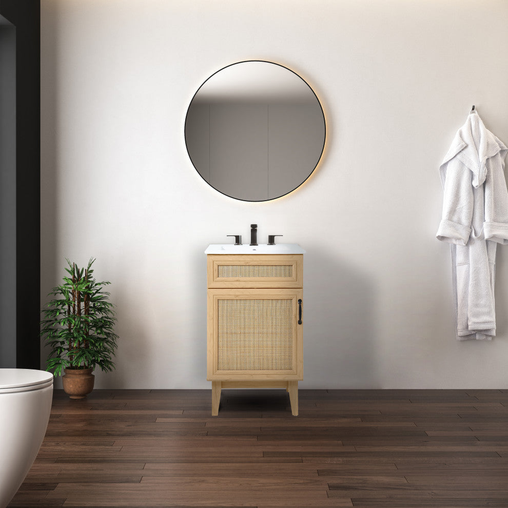 20" Modern Farmhouse 2-Shelf Bath Vanity Cabinet Only (Sink Basin not Included)