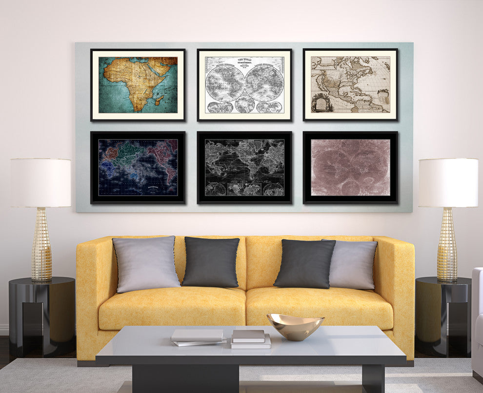 The World Circa Vintage Vivid Sepia Map Canvas, 16"x21"