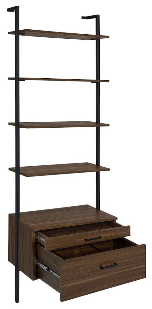 Owens 96-inch 4-shelf Storage Wall Bookshelf Walnut
