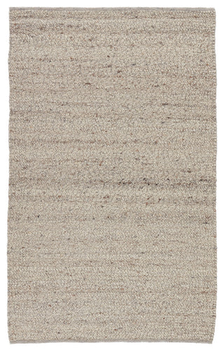 Hadren Handmade Solid Gray and Brown Area Rug, Cream and Gray, 8'x10'