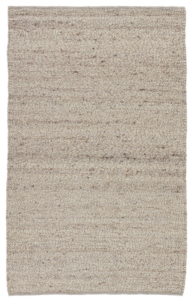 Hadren Handmade Solid Gray and Brown Area Rug, Cream and Gray, 8'x10'