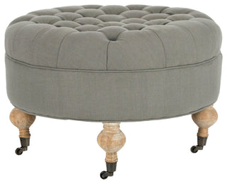 Safavieh Clara Tufted Round Ottoman, Granite