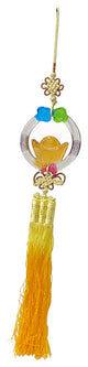 Crystal Glass Fengshui Fortune Mix Color Ingot Round Pendant Decor Tassel ws2209