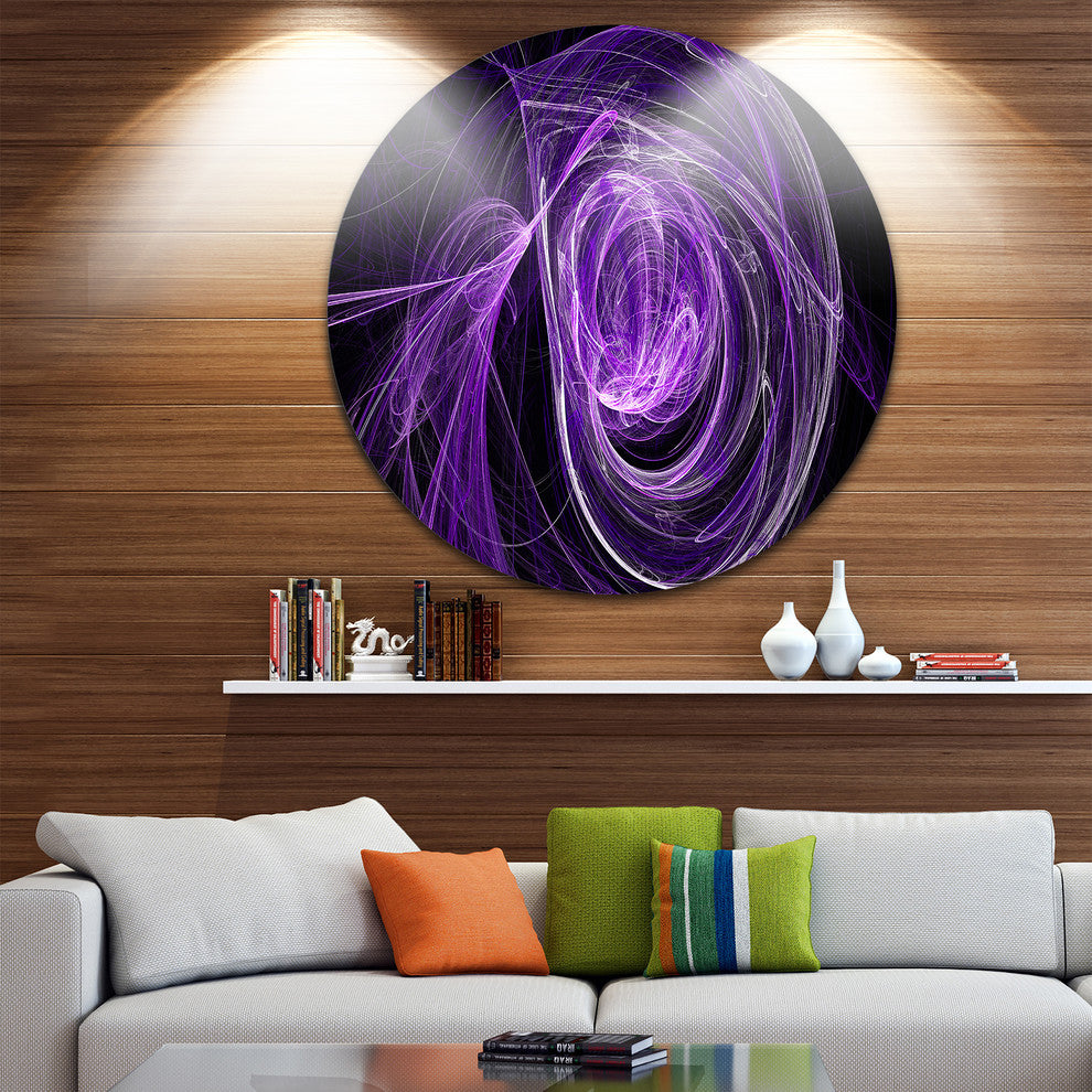 Purple Ball Of Yarn, Abstract Digital Art Round Metal Wall Art, 23"