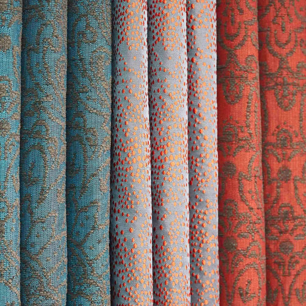 Anita Gathered Curtain, Orange And Natural, 53"x112"