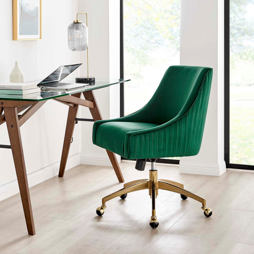 Discern Performance Velvet Office Chair, Green