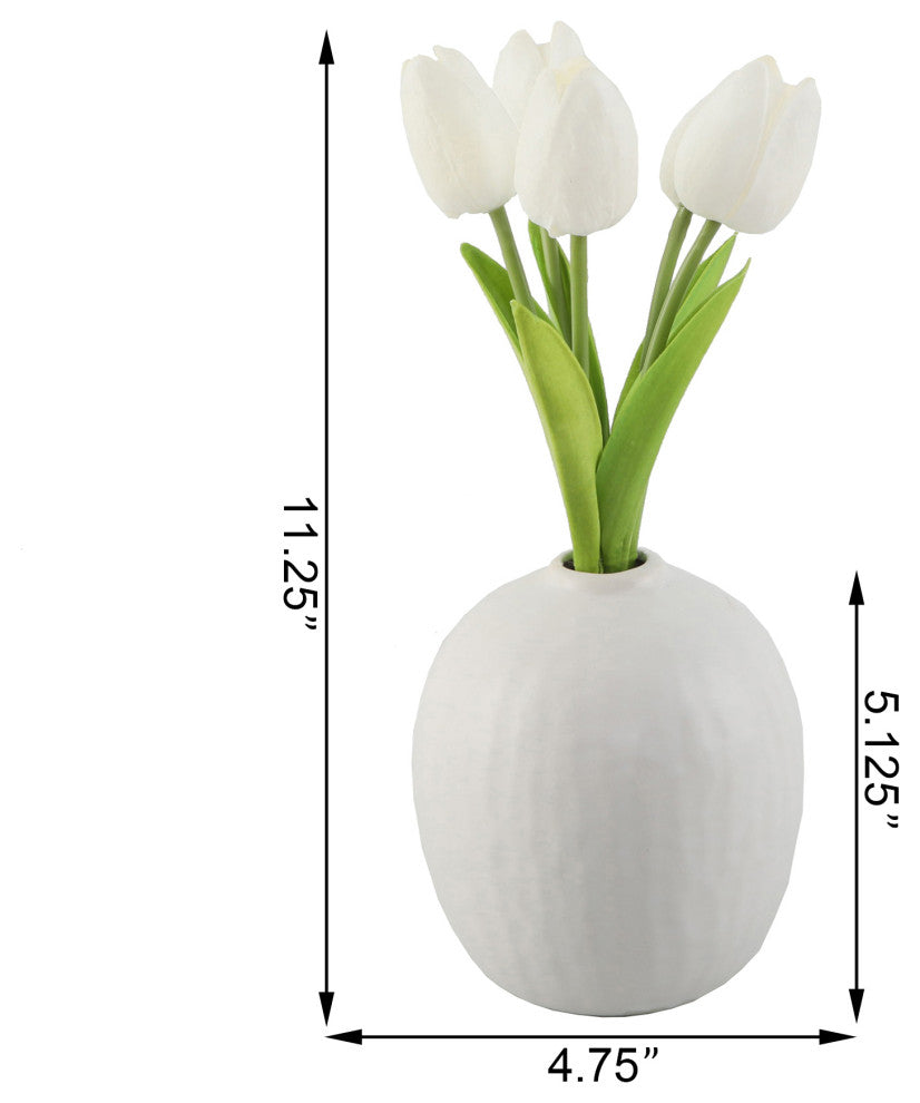 11.25"�H 5 Real-Touch Tulips In 5"H Vase