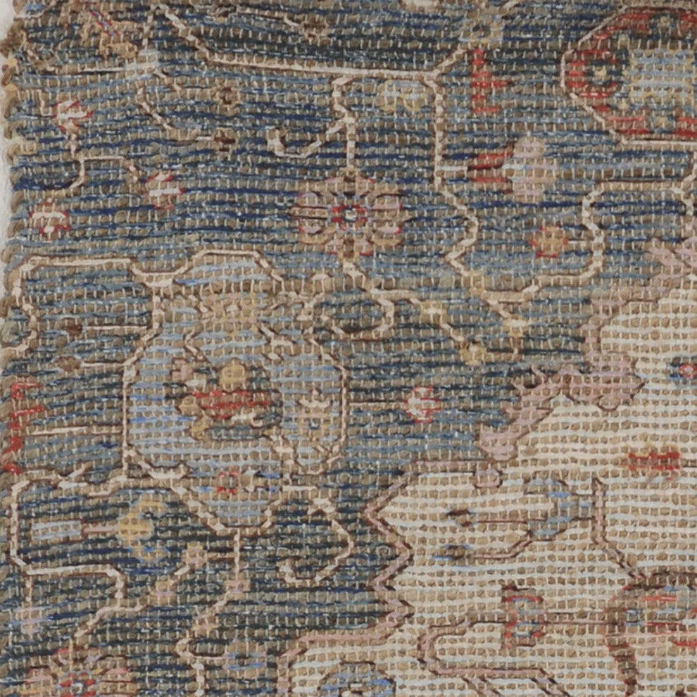 HomeRoots 7'x12' Blue Red Hand Woven Traditional Medallion Indoor Area Rug