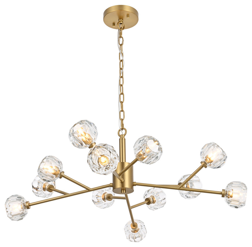 12 Light Pendant, Gold