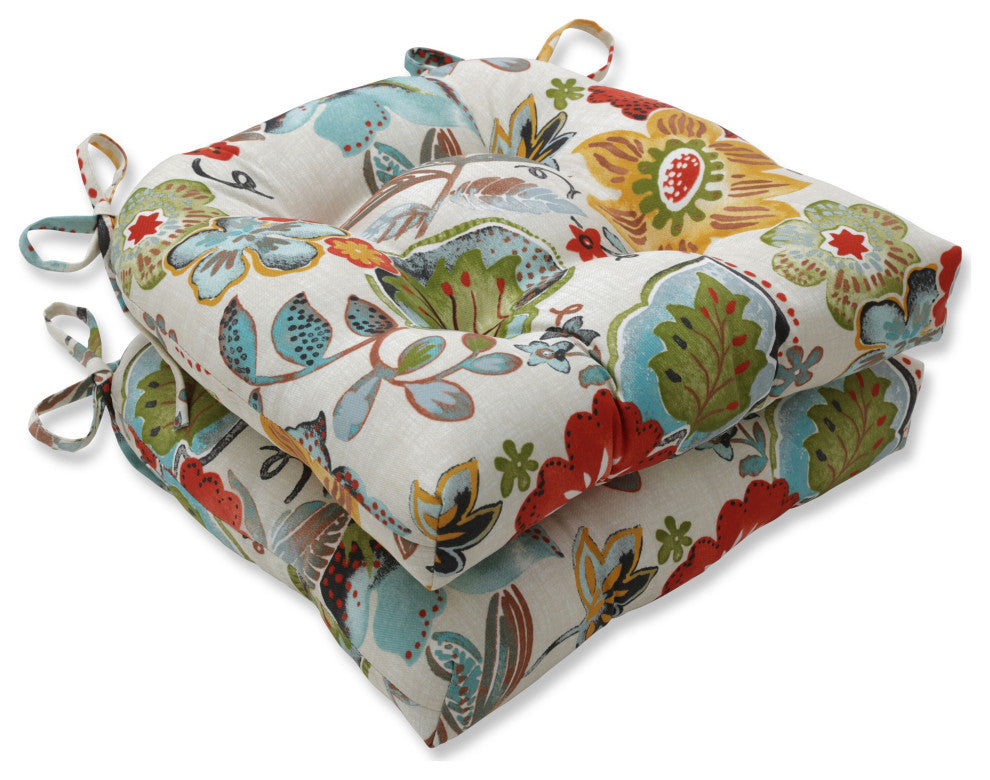 Alatriste Ivory Outdoor Deluxe Tufted Chairpad Set of 2