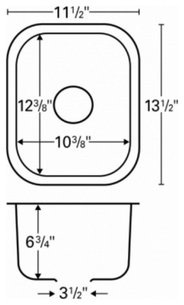 Karran USA U-1113 U Series 11-1/2" Undermount Single Basin - Stainless Steel