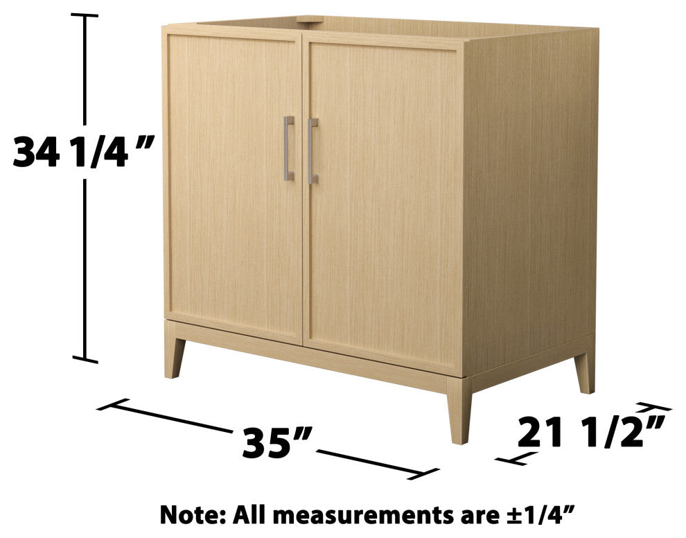 Elan 36" Single Vanity, White Oak, No Top, No Sink, Nickel Trim