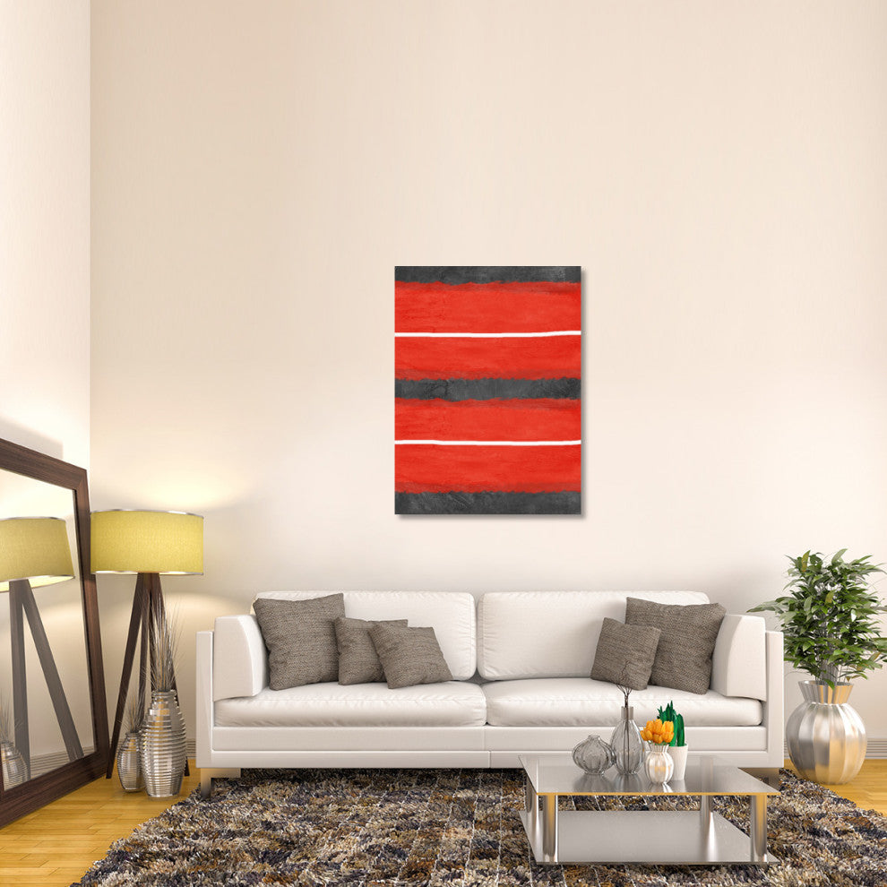 "Grey And Red Abstract 3" Fine Art Print