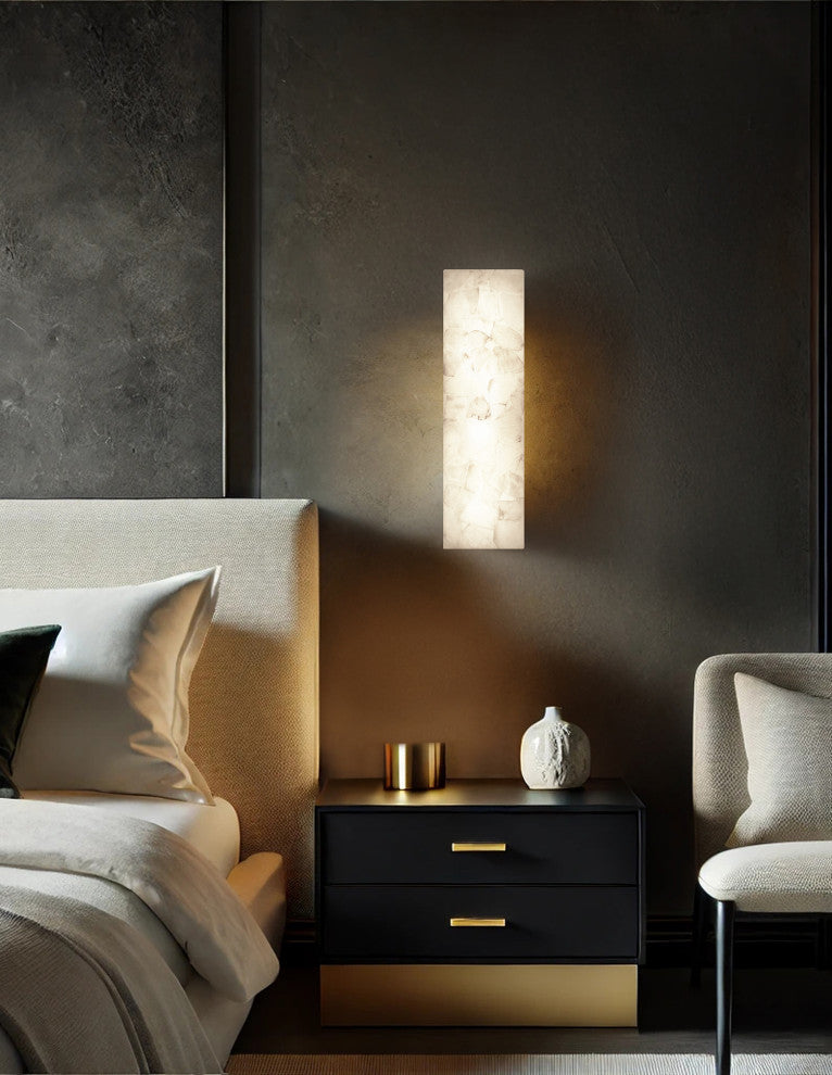 LumenAria Medley 17" LED ADA Alabaster Rocks Wall Sconce