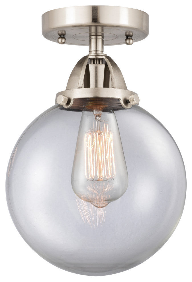 Beacon Semi-Flush Mount, Brushed Satin Nickel, Clear, Clear