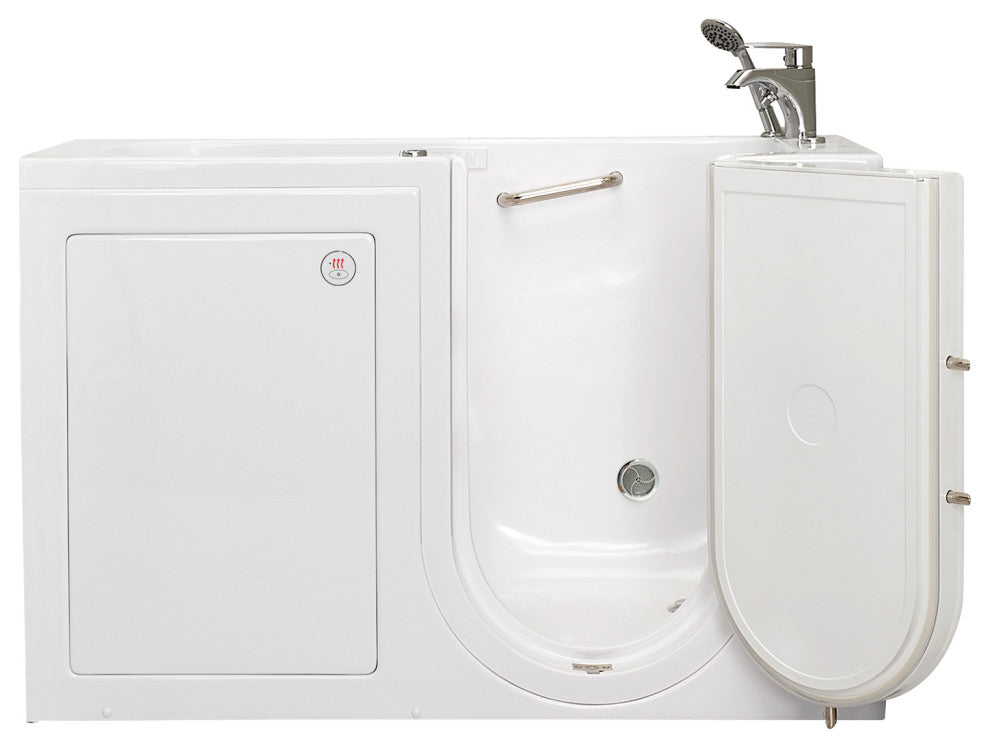 Ella Lounger 27"x60" Acrylic Massage Walk-In Bathtub, Outward Swing Door, Faucet